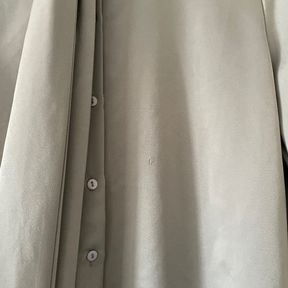 Satin grey blue button up blouse with tie - Picture 5 of 5